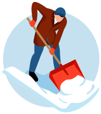 A person shoveling snow.